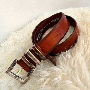 Kenneth Cole Leather Brown Belt With Silver Buckle - 40" 🌴